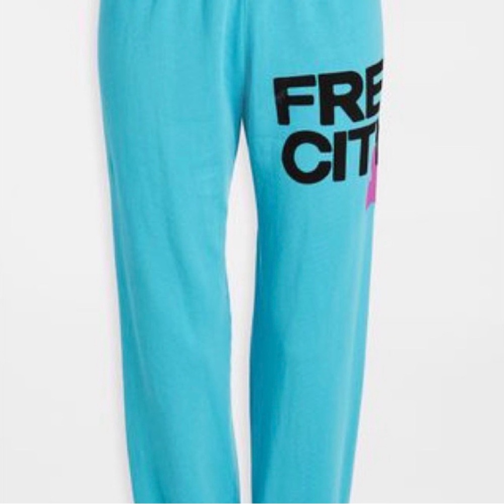Free city  Turquoise Blue Graphic Jogger Pants